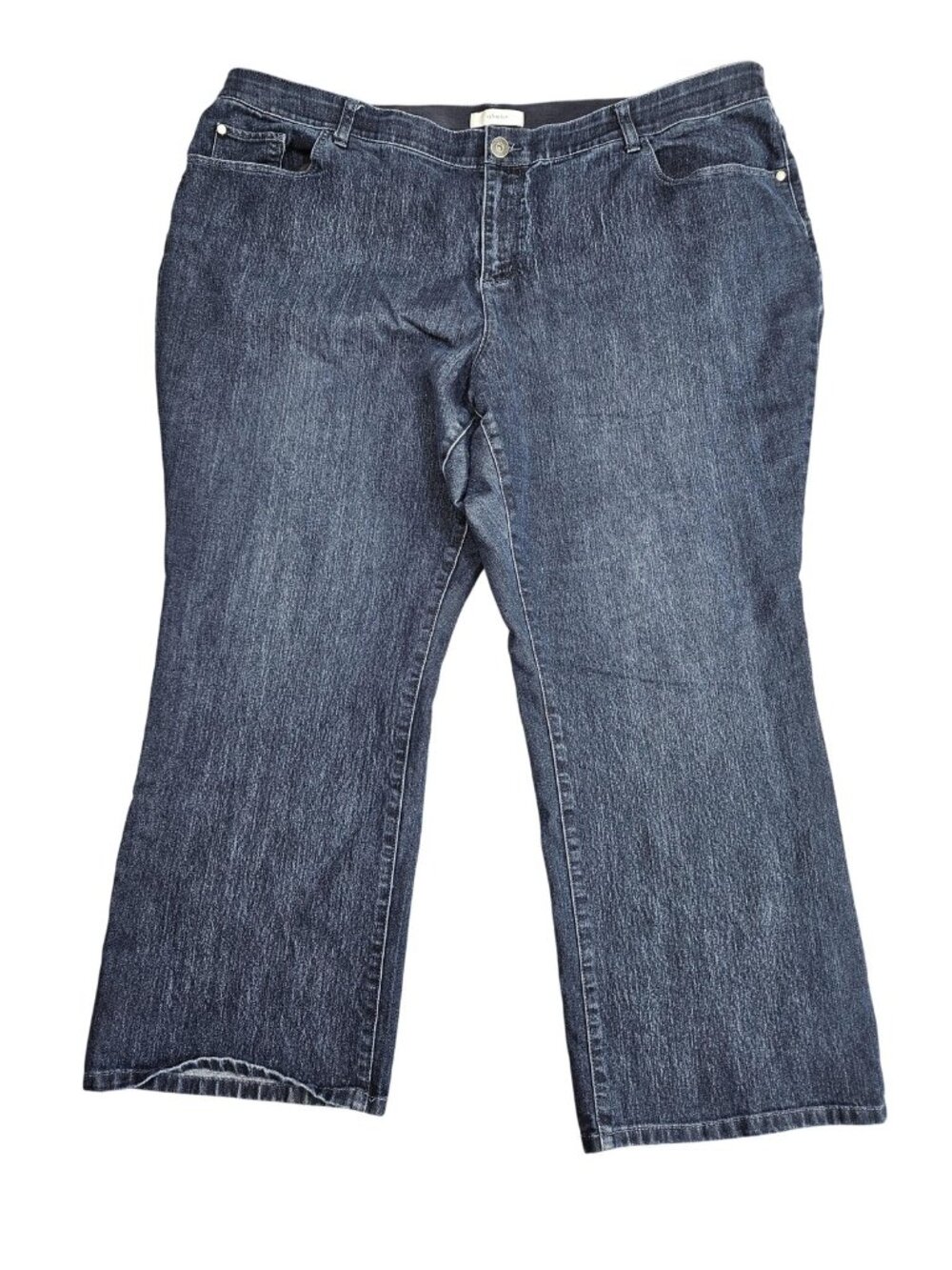 CJ Banks Wide Leg Jeans Womens 24W Petite Blue Dark Wash High Rise Stretch Denim